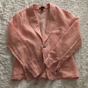 Linen Salmon and White Striped Blazer-style Jacket